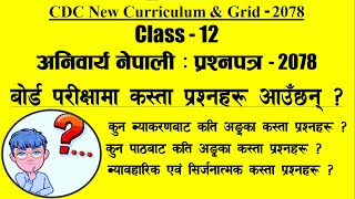 New Curriculum and Grid: अनिवार्य नेपाली प्रश्नपत्र योजना - 2078, Com. Nepali (Class-12, New Course)