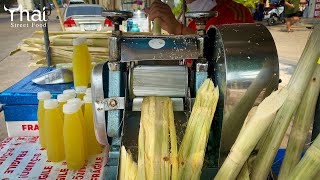 Sugarcane Juice Vendor with Traditional Machine | Thai Street Food | थाई स्ट्रीट फूड