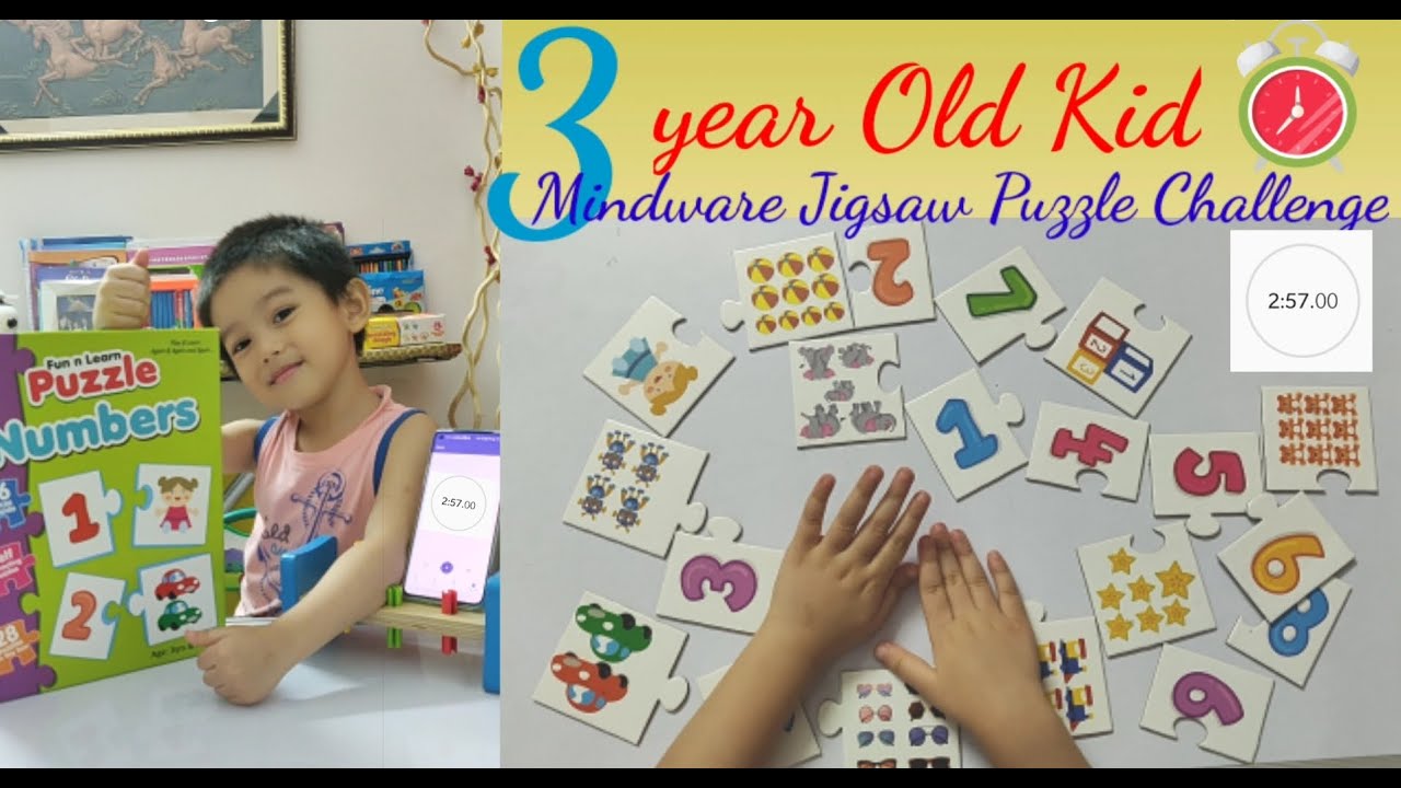 3 Year Old Kid Mindware Jigsaw Puzzle Number 1-10 Challenge Completed