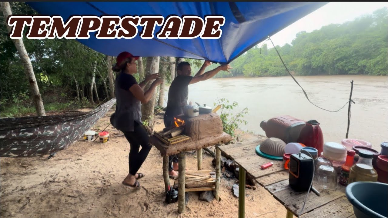 ACAMPAMENTO ⛺️ E PESCARIA COM MUITA CHUVA E VENTO 