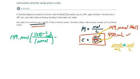 ALEKS - Calculating molarity using solute moles - Example 1
