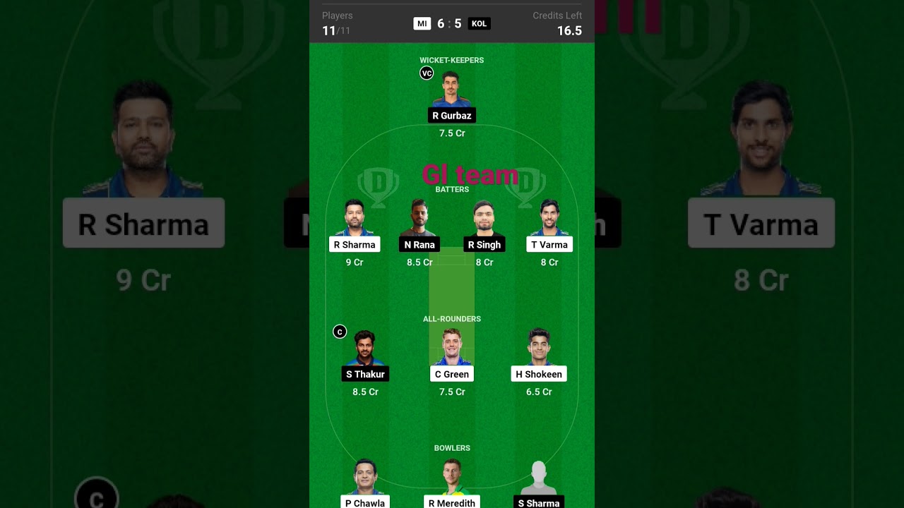 MI vs KOL dream 11 team new video 16 Arple 2023