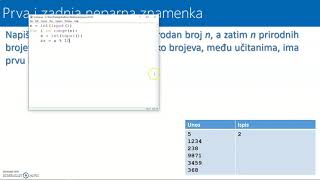Python - for + while petlja - Prva i zadnja neparna znamenka