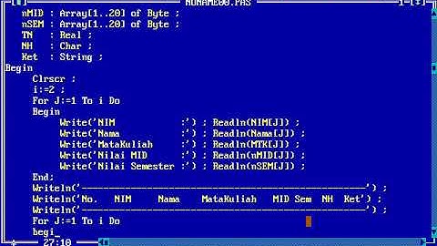 Input Nilai Mahasiswa dengan Turbo Pascal