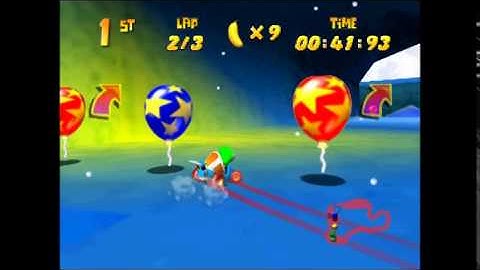 Diddy Kong racing N64 Walkthrough 11 - Snowflake Mountain (World 2) part 2