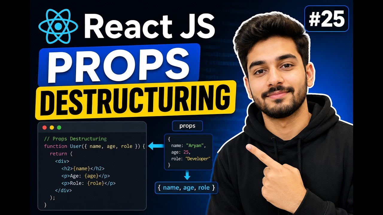 React JS Props Destructuring 2025 #25 - YouTube