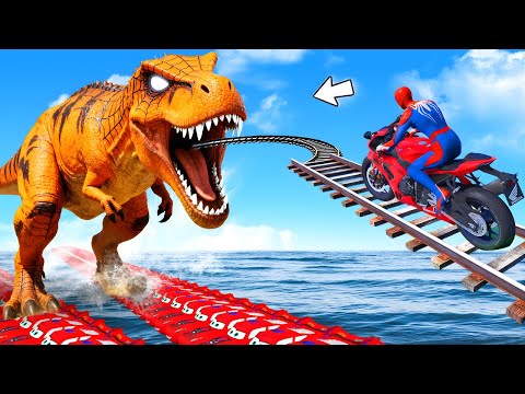 SPIDER-MAN Rescue Avengers Superhero vs DINOSAURS funny Games | GTA 5 Epic Battle with Toy Story