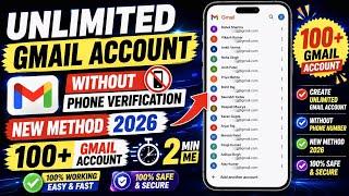✅Unlimited Gmail 💌 Account Without Phone Verification (2026) || Create Unlimited Gmail Account screenshot 1