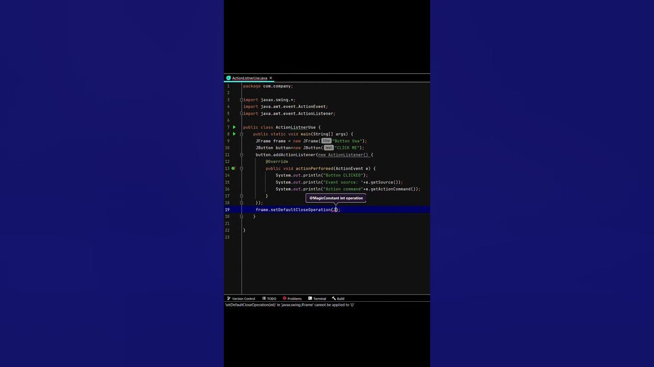 Java swing how to use actionlistener with jbutton shorts youtube
