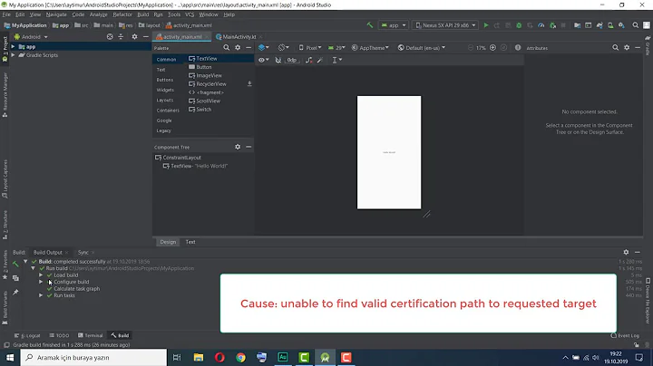 Android Studio MEB Sertifika Hatası: Cause: unable to find valid certification path to requested...