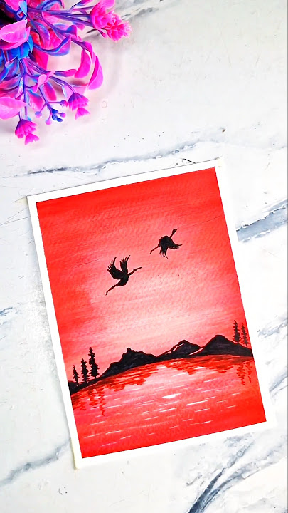 Sunset Painting 🌆 #shorts #art #painting  #paintwithme #gouache #sunset #artshorts