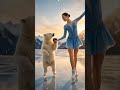 She taught a POLAR BEAR to skate! 😱⛸️ #figureskating #polarbear #cuteanimals