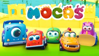Mocas the Little Monster cars build a sand castle! Full episodes of car cartoons for kids in English