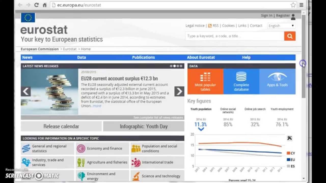 Intro to Eurostat Data, find and/or create your "own" table - YouTube