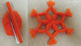 Super Easy Woolen Flower Making with Scale - Hand Embroidery Amazing Trick - Wool Thread Design