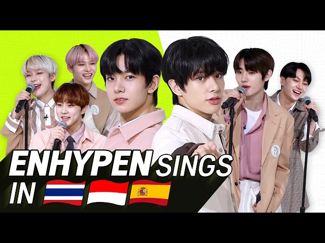 K-POP STARS sing in THREE Languages🎤 | THAI/INA/SPN | ENHYPEN | TRANSONGLATION class=