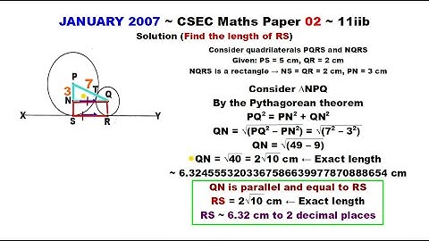 Paper2-CSEC-MATHS-396 ~ Circle Geometry & The Pythagorean Theorem ~ January 2007 Number 11iib
