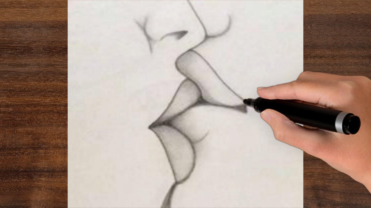 How To Draw A Kissing Lips Easy Drawing Tutorial Drawing For Kiss Step By Step Youtube