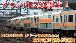 【グリーン車が4両も！】4•5号車が3両ずつ！ E233系H53編成　グリーン車4両組み込み試運転　鎌倉踏切&大船駅通過　踏切通過時警笛あり　2023/11/13