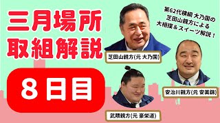 大相撲三月場所 親方生解説(8日目)