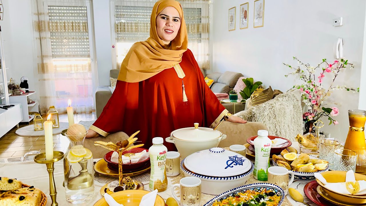 طاولة رمضان 3🌙كسكسي بالأرنب-كفتاجي في الفرن-خبز الفوكاشيا الإيطالي-شربة-صوابع فاطمة-بسبوسة بالقشطة