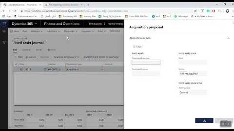 D365 Finance Fixed Asset Journal