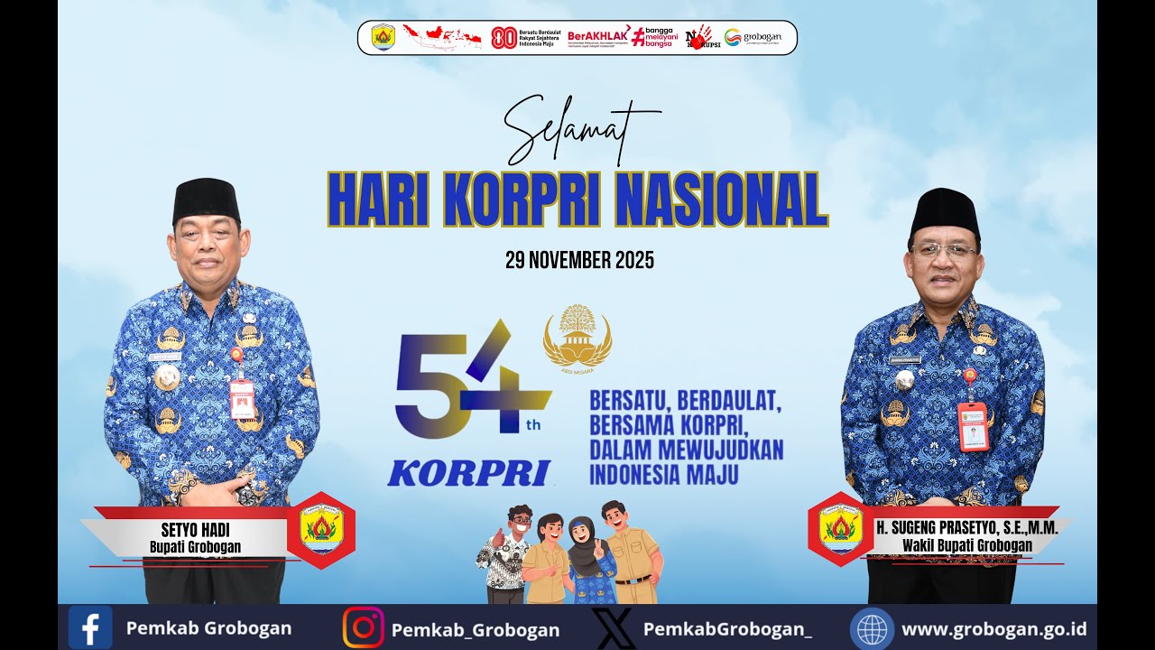 Live 📡: Upacara Peringatan HUT ke-54 KORPRI, HUT ke-80 PGRI, dan Hari Guru Nasional Tahun 2025
