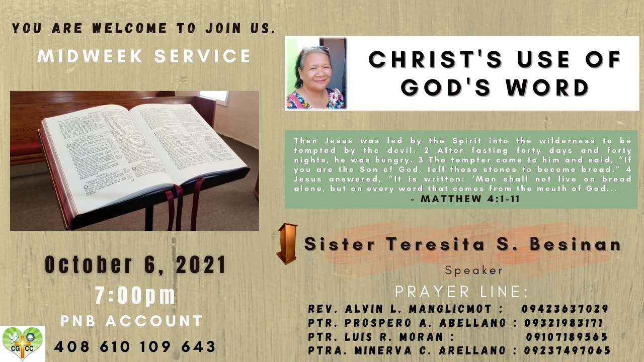 CGCC MIDWEEK WORSHIP AND PRAYER MEETING (October 6, 2021)
