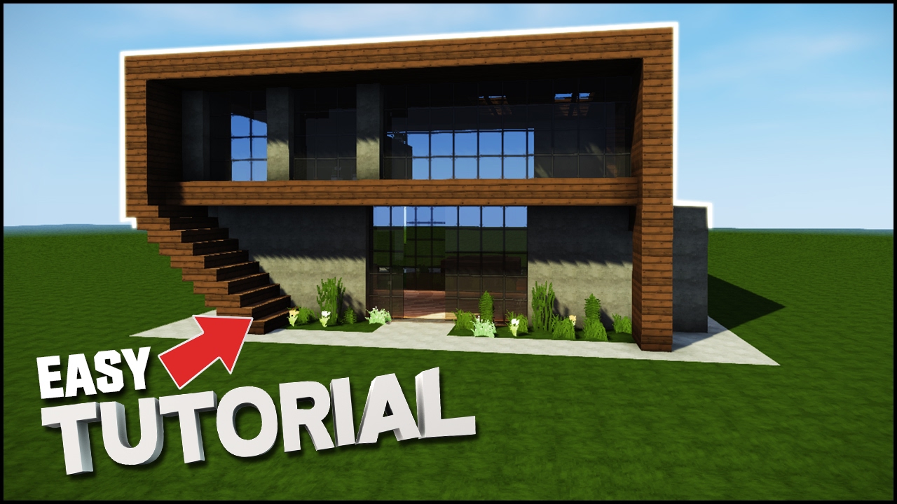 Minecraft House Tutorial Easy Wooden Modern House Best House Tutorial Youtube