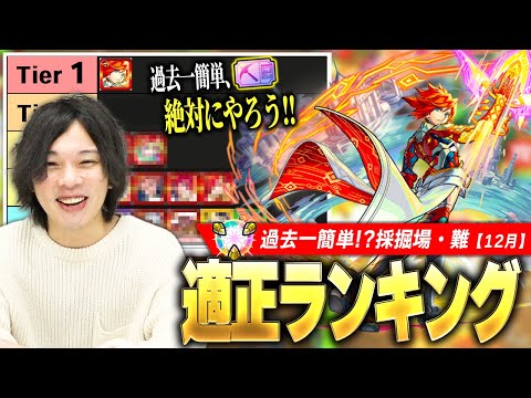 【モンスト】しろ「マジで簡単、周回するならこのタイミング！」あの最強限定キャラが強すぎて圧倒的無双！採掘場の中では過去一簡単、絶対に周回しよう！『12月採掘場・難』適正Tierランキング！【しろ】