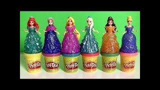 Play Doh Sparkle Princess Ariel Elsa Anna Disney Frozen Magiclip Glitter Glider Dolls