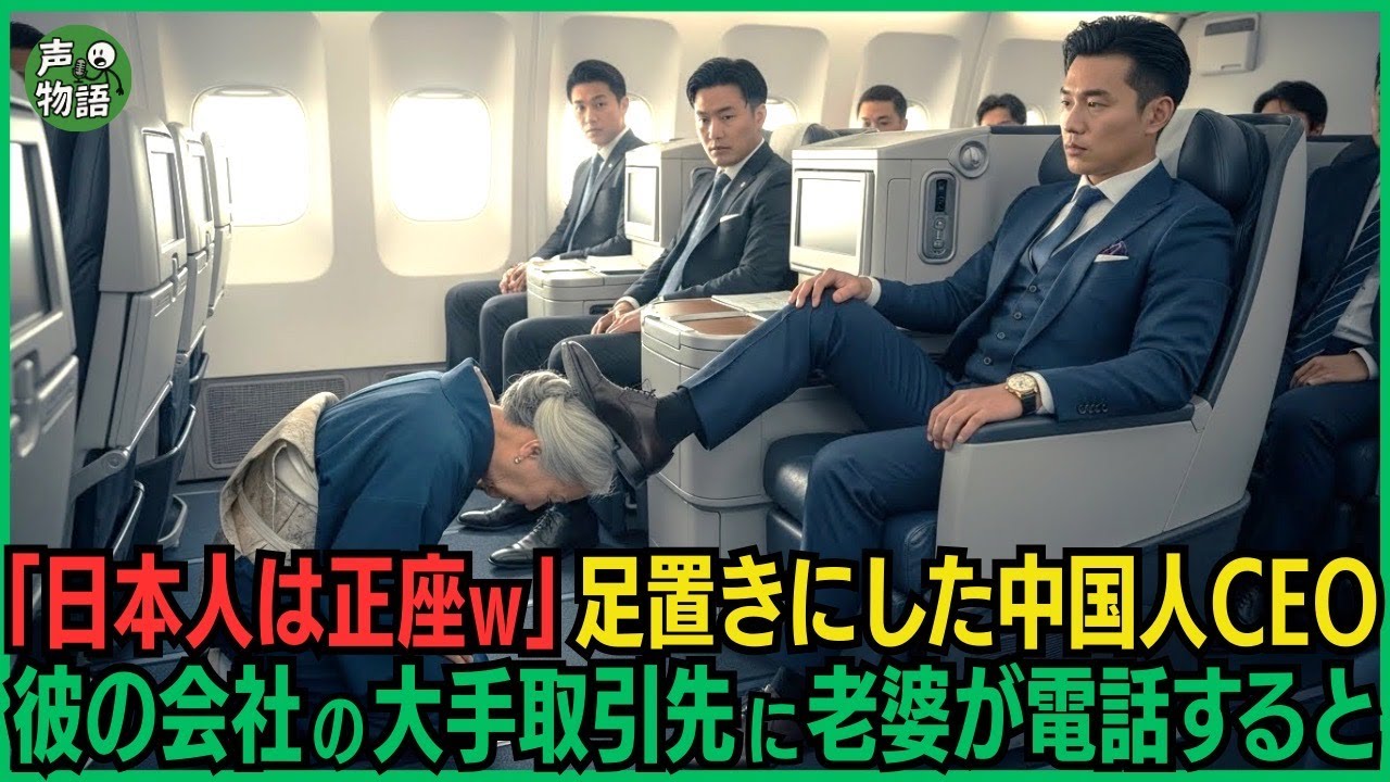 「日本人は正座が得意だろ？」と命令し日本人老婆を足置きにして侮辱した中国人CEO。着陸した瞬間、彼の会社の大手取引先に老婆が電話すると株価の大暴落が始まった