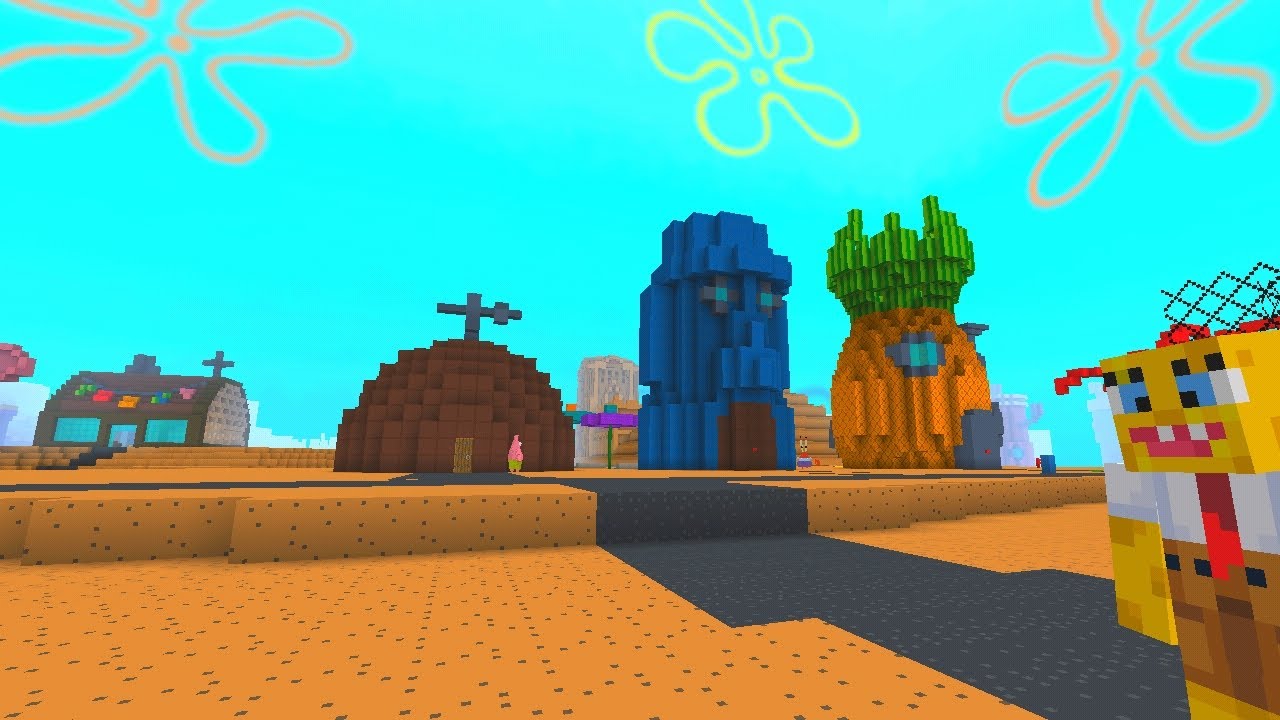 Spongebob minecraft. Spongebob Minecraft Map. Super blookin.