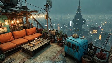 Retro Japanese Rooftop Vibes 🌆 Lofi Hip Hop Music for Deep Focus, Study, and Evening Relaxation