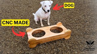 CNC router project. Dog bowl stand from recycled wood.