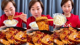 TOFFU IN SPICY SAUCE 🌶️ WITH STICKY RICE 🍚 EATING MUKBANG | ASMR |