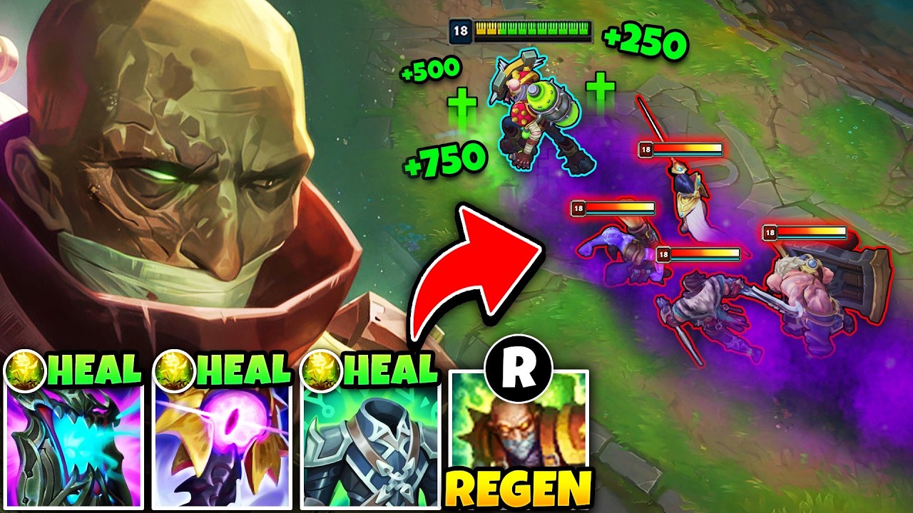 Singed but I have infinite healing and can tank the enemy team 1v5 (INVINCIBLE SINGED)