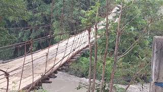 Wonderful Hanging Wooden Bridge of Pungro where Vehicle ply above a Big River.
