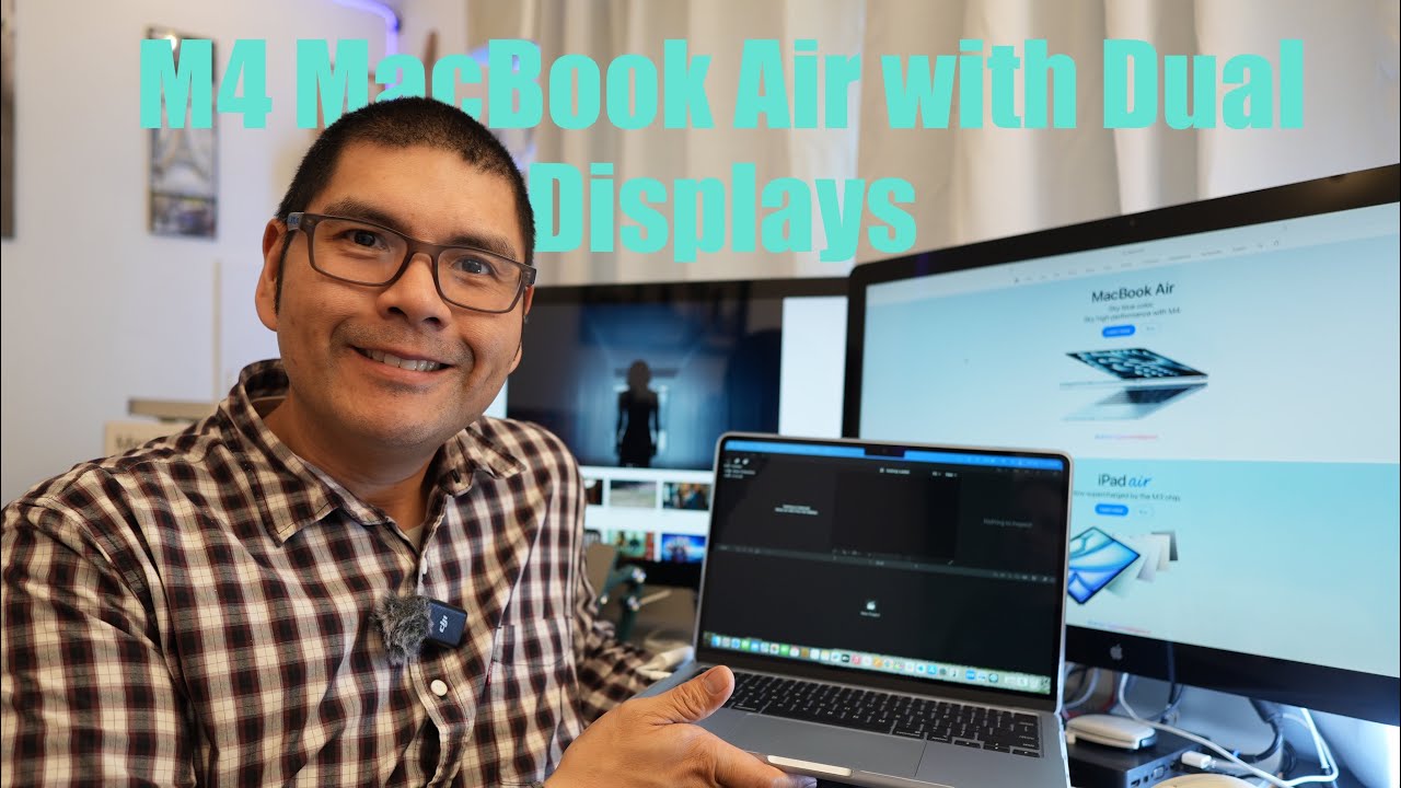 M4 MacBook Air With Two Apple Thunderbolt Displays