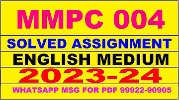 mmpc 004 solved assignment 2023-24 | mmpc 4 solved assignment in english 2024 | mmpc 4 2024