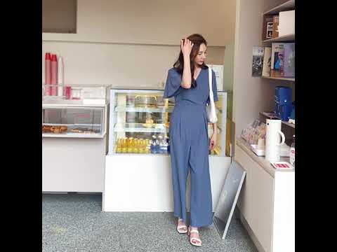 [미씨엘라] #봄 #데일리룩 #신상 - 오브셋 랩 와이드 밴딩 점프수트