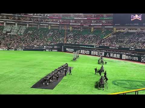 20220325　開幕戦ｾﾚﾓﾆｰのｾｯﾃｨﾝｸﾞが始まる様子　福岡ｿﾌﾄﾊﾞﾝｸﾎｰｸｽ主催試合前@福岡PayPayﾄﾞｰﾑ［開幕戦］ﾗｲﾄ外野