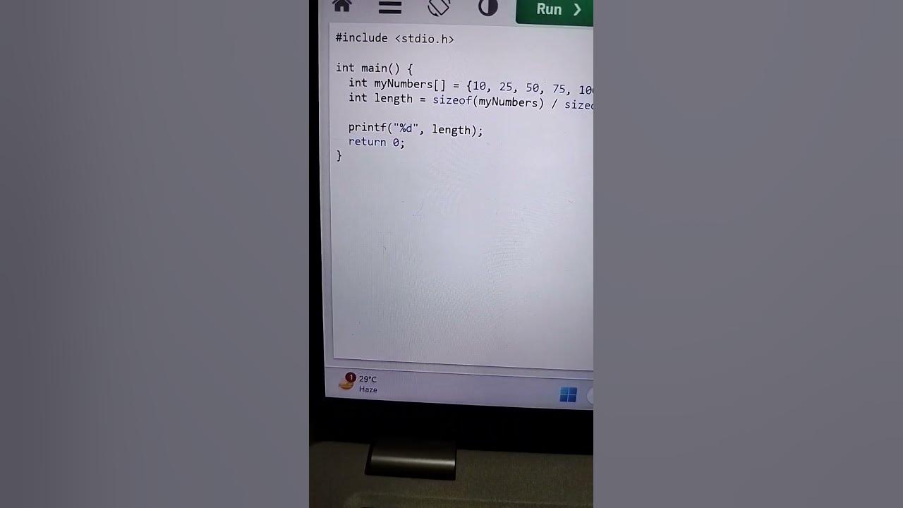 get array size or length #cprogramming #python #coder #coding - YouTube