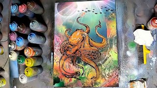 Marine Masterpiece: Painting a giant octopus with spray paint by Spray Art Eden