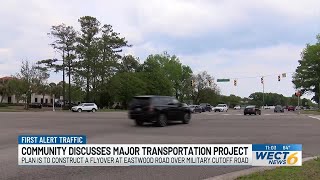Landfall neighbors discuss proposed Flyover project at Eastwood and Military Cutoff Road