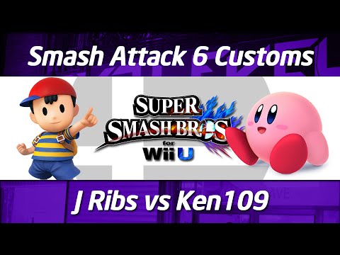 Smash Attack 6 - SSB4 Customs 1v1 - iQHQ J Ribs (Ness) vs Ken109 (Kirby)
