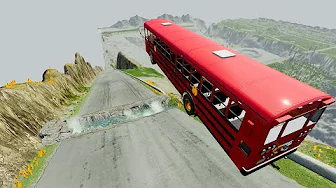 School Bus Crashes & Jumps Down Into Crash Hard Map - BeamNG.Drive