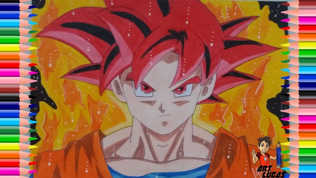 Desenhando Goku Super Saiyajin Deus (Drawing Goku Super Saiyan God