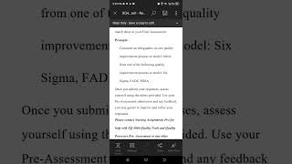 XQ 4004 Quality Tools and Quality Processes Pre- Assessment / Patient Safety and Quality Improvement
