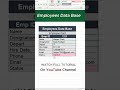 Create Employee Database in Excel 🔥 (Easy Trick)